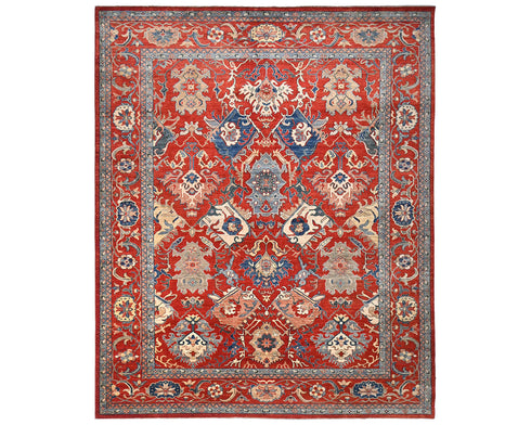 9x12 Rust Aryana Afghan Hand Knotted Veg Dye Wool Area Rug